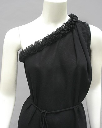 70S JEAN VARON  ONE-SHOULDER NOIR CHIFFON 4/6